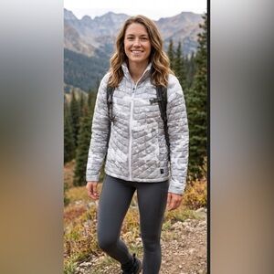 The North Face ThermoBall Full Zip Women's Medium Jacket Dove Gray Camo